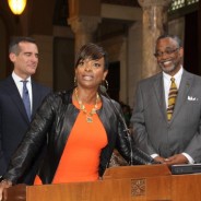 Vanessa getting “Spirit Of LA” Award from mayor Eric Garcetti